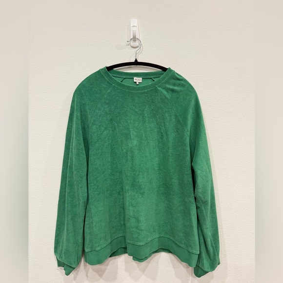 KULE Vibrant Green Terry Cloth Sweatshirt - Picture 3 of 6